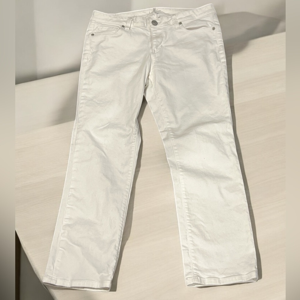 Ann Taylor LOFT White Straight-Leg Denim Jeans